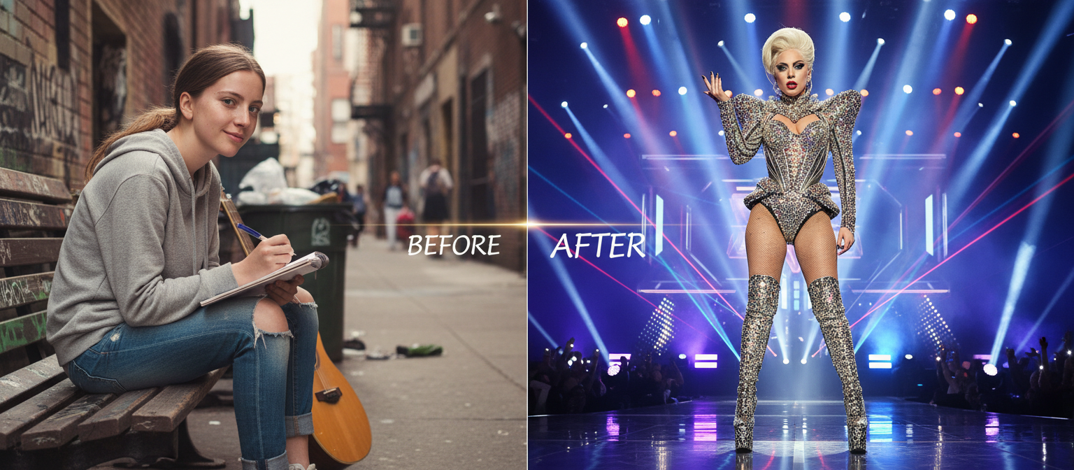 lady gaga antes e depois da fama